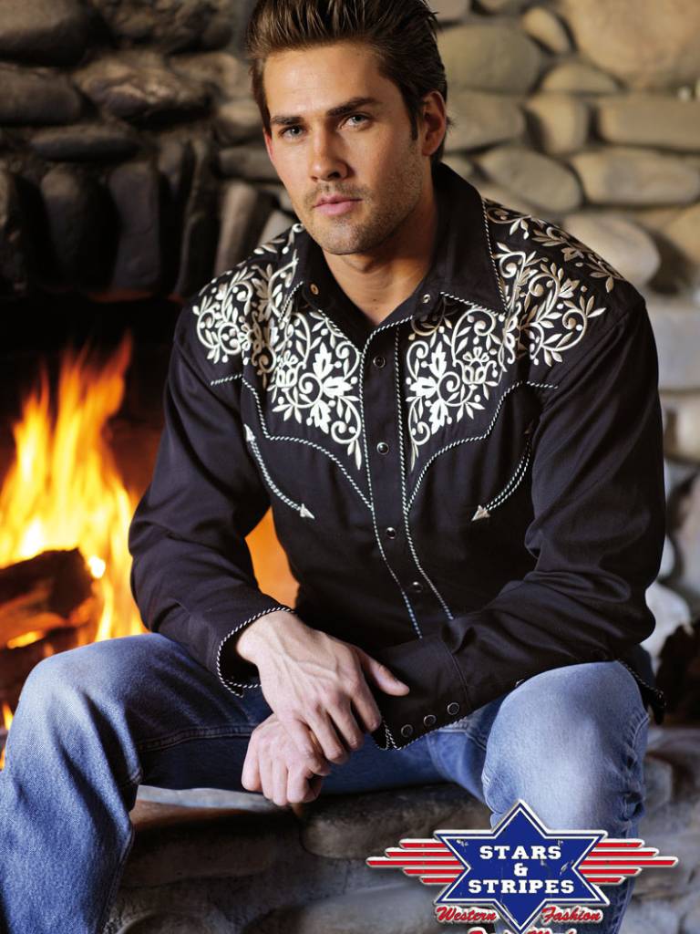 Stars & Stripes Henry Western Hemd - Salathé Jeans & Army Shop AG Stars & Stripes Henry Western Hemd - Salathé Jeans & Army Shop AG