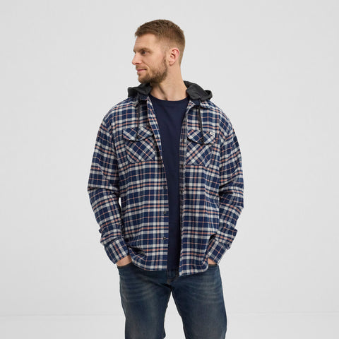 North 56Denim Hooded checked over shirt