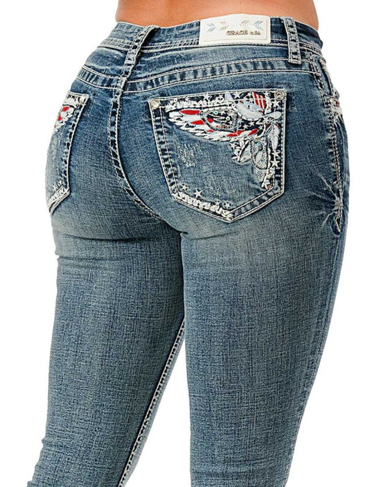 Grace in LA Women Bootcut Jeans Americana L32