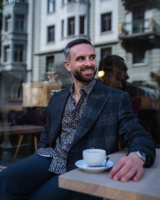 Manilo Herren Cord-Hemd mit Blumenprint