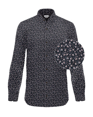 Manilo Herren Cord-Hemd mit Blumenprint