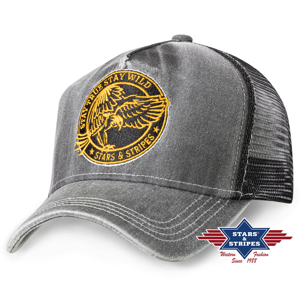 Stars & Stripes Trucker Cap Stay Wild Grey