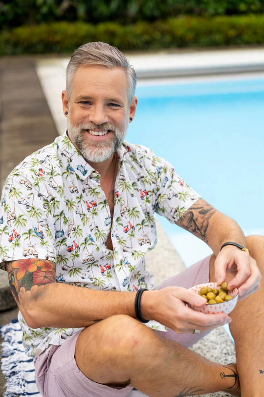 Manilo Herren Freizeithemd Palmen Print