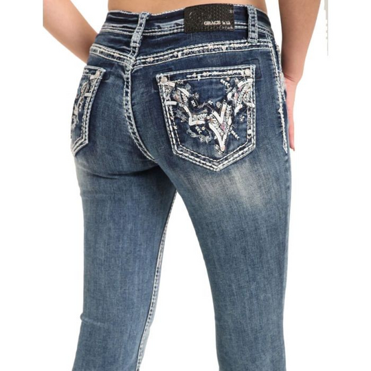 Grace in LA Women Whimsical Bootcut Jeans