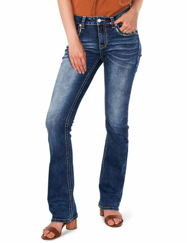 Grace in LA Women Cactus Col Jeans Bootcut L32