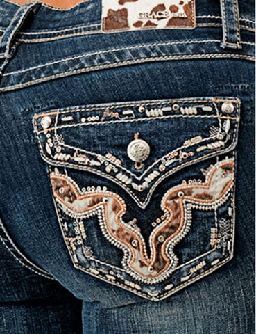 Grace in LA Women Jeans Horsehide Leather L32