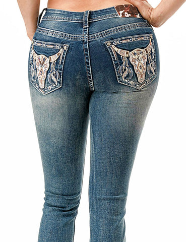 Grace in LA Women Jeans Steer Head L32